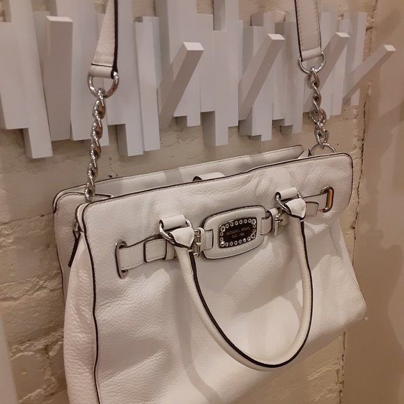 Michael Kors white leather medium bag with silver chain detail - Picture 12 of 13